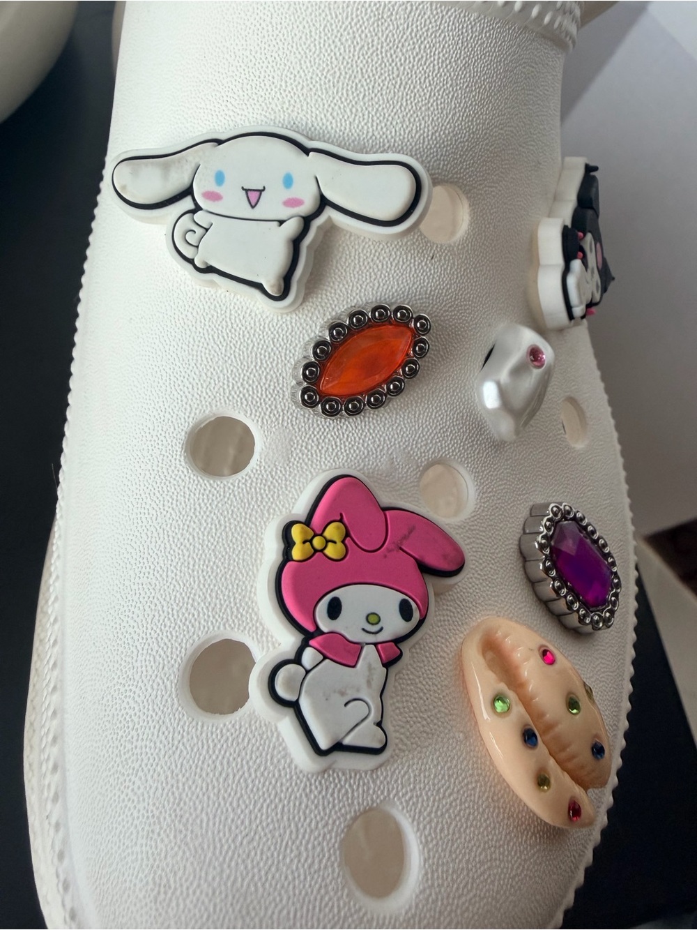 Crocs White Clog Shoes with Cute Character Charms - Picture 11 of 12